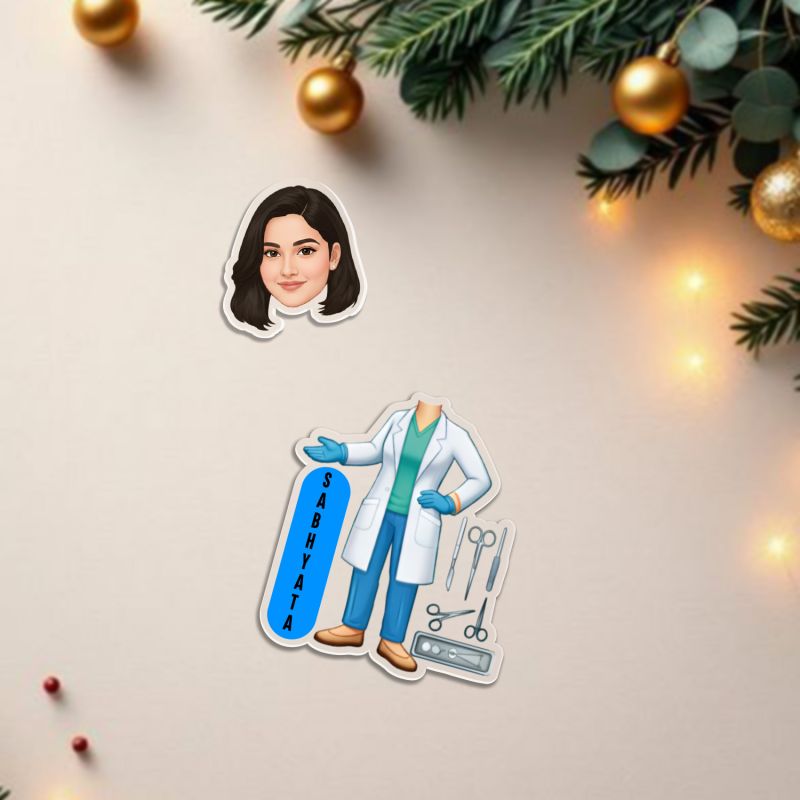 Personalized Female Doctor Caricature Tabletop Decor Gift for Physicians, Medical Professionals & Surgeon | Birthday Gift for Doctor Battery Powered Moving Head Feature